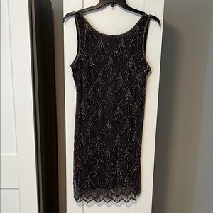 Pisarro Nights Grey Sheath Mini Dress Sleeveless Scoop Neck